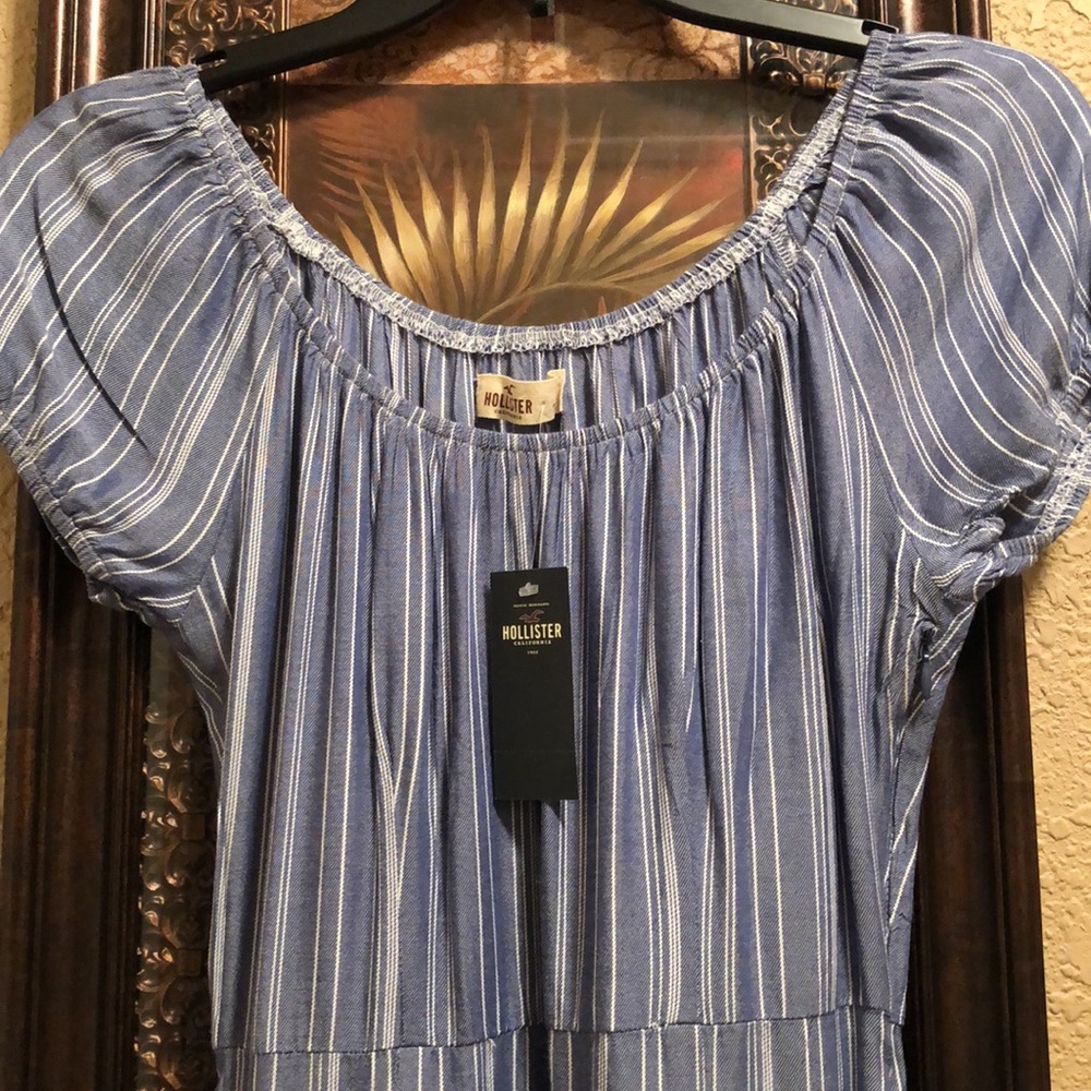 NWT Vintage Hollister blue/white striped dress. Super cute & soft. Side zipper.